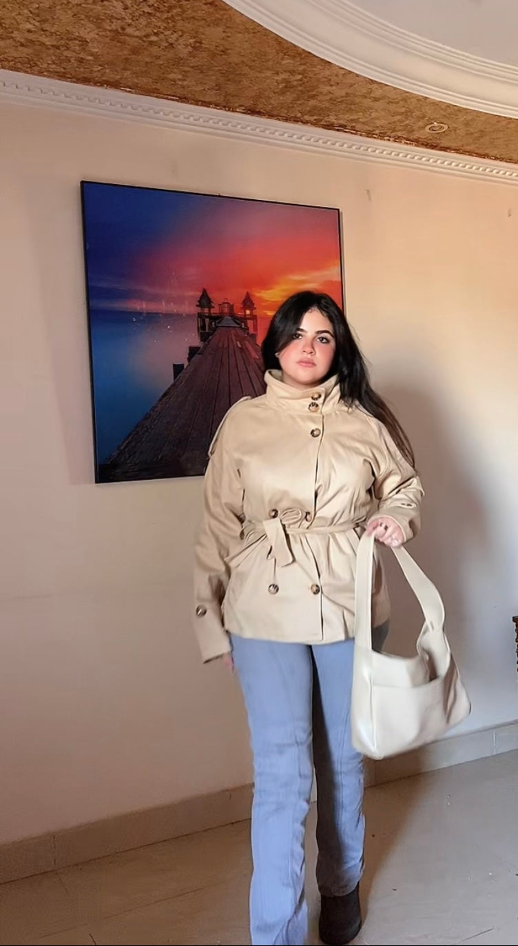 High neck trench coat