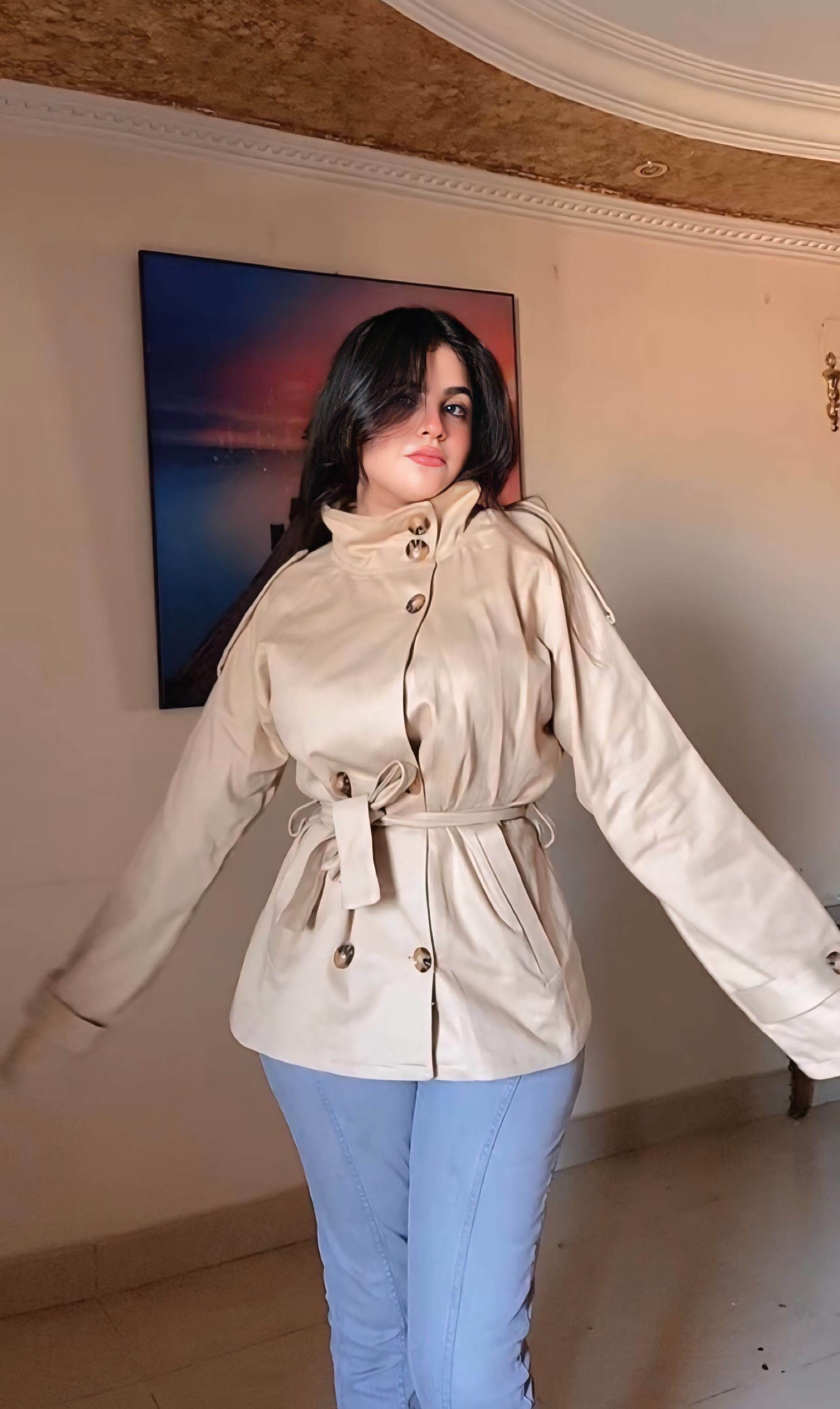 High neck trench coat