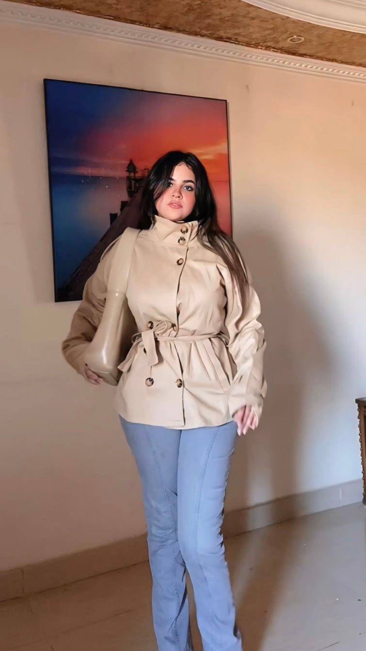 High neck trench coat