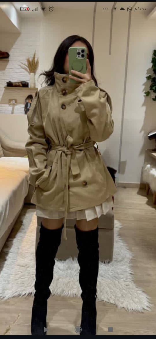 High neck trench coat