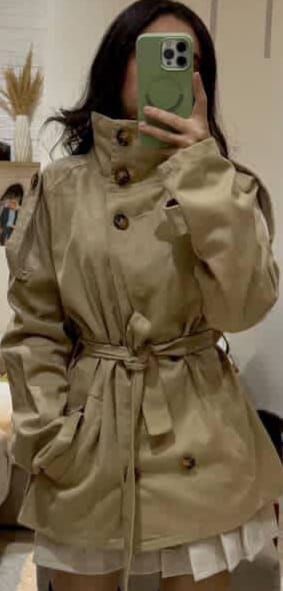 High neck trench coat