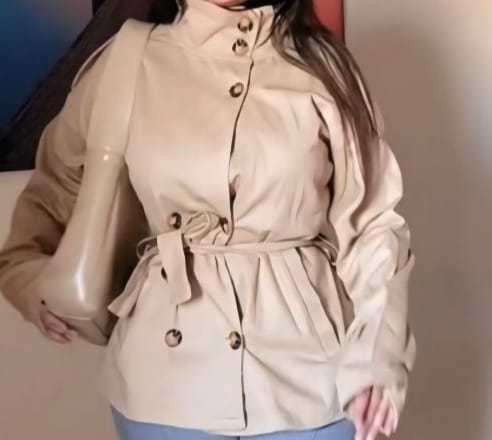 High neck trench coat