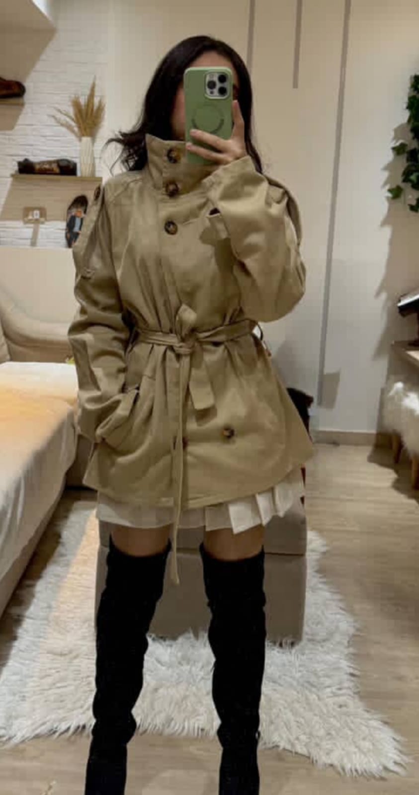 High neck trench coat