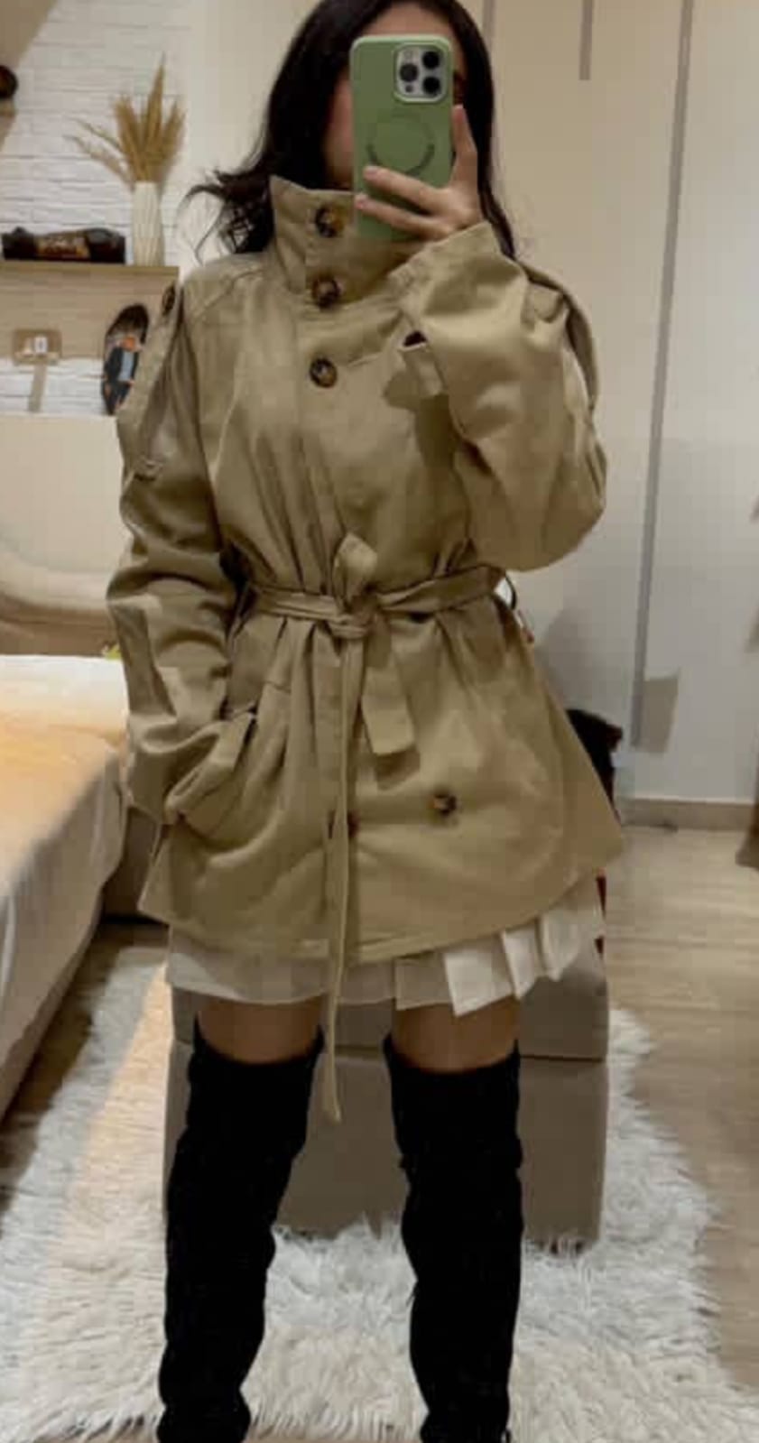 High neck trench coat